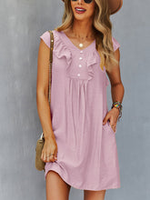 Women's Dresses Round Neck Solid Color Casual Ruffle Sleeve Mini Dress
